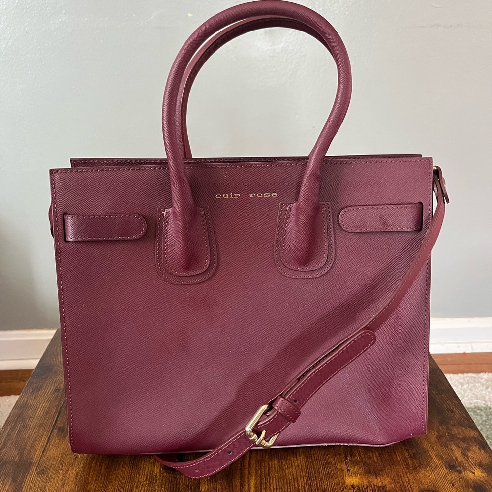 Vera pelle Italy handmade burgundy leather handbag